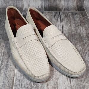 johnnie-O Cream Textured Slip-On Loafers